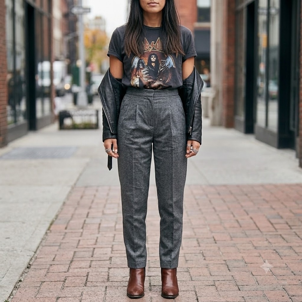 Veronica Beard Tapered Pleated Trouser Women Grey Wool‎ Blend High Rise 2